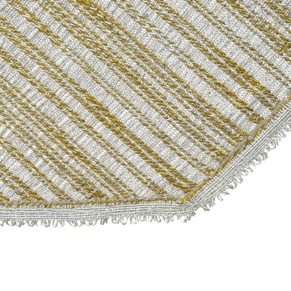 Vintage Tablecloth Open Weave Knit Round Cream Gold Octagon Sides 66” Diameter - Picture 6 of 10